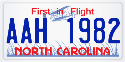 NC license plate AAH1982