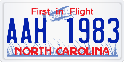 NC license plate AAH1983