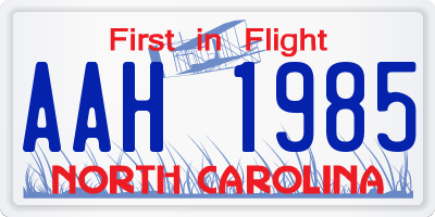 NC license plate AAH1985