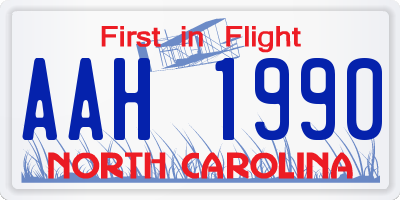 NC license plate AAH1990
