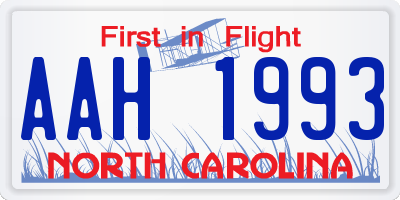 NC license plate AAH1993
