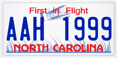 NC license plate AAH1999