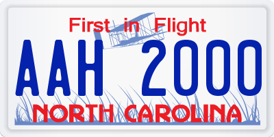 NC license plate AAH2000