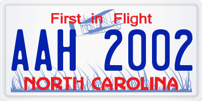 NC license plate AAH2002