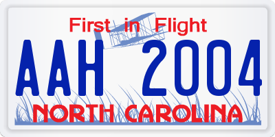 NC license plate AAH2004