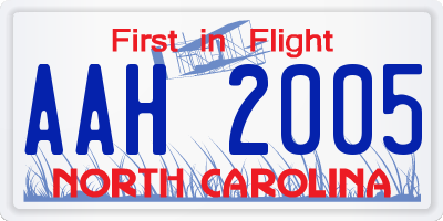 NC license plate AAH2005