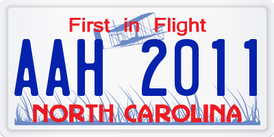 NC license plate AAH2011