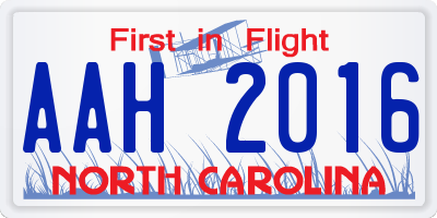 NC license plate AAH2016