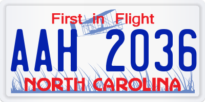 NC license plate AAH2036
