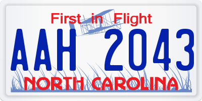NC license plate AAH2043