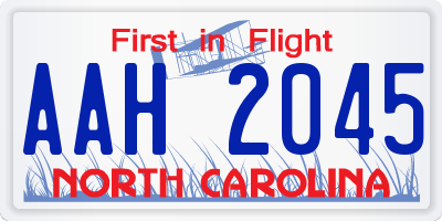 NC license plate AAH2045
