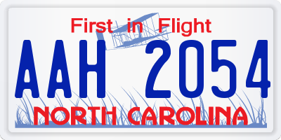 NC license plate AAH2054