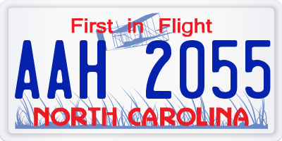 NC license plate AAH2055