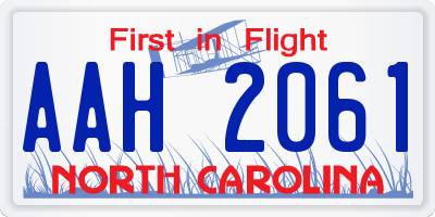 NC license plate AAH2061