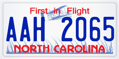 NC license plate AAH2065