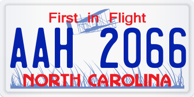 NC license plate AAH2066