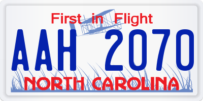 NC license plate AAH2070