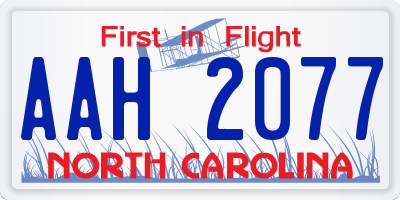 NC license plate AAH2077