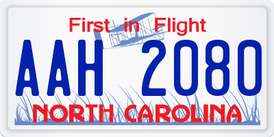 NC license plate AAH2080