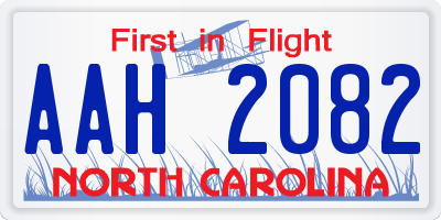 NC license plate AAH2082