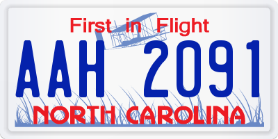 NC license plate AAH2091