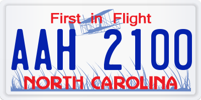 NC license plate AAH2100