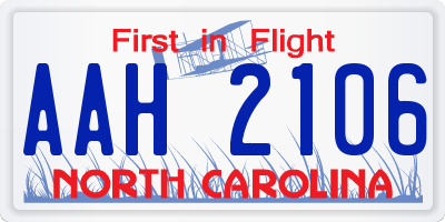 NC license plate AAH2106