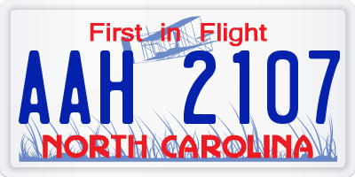 NC license plate AAH2107