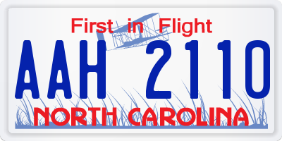 NC license plate AAH2110