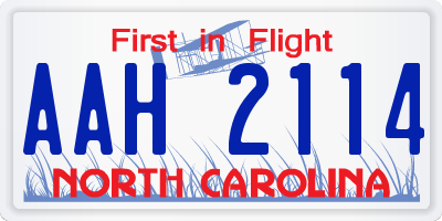 NC license plate AAH2114