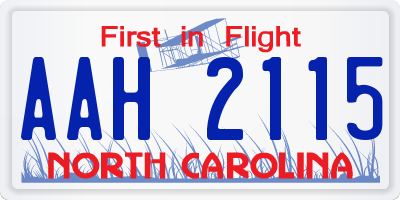 NC license plate AAH2115