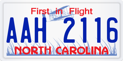 NC license plate AAH2116