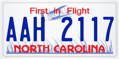 NC license plate AAH2117