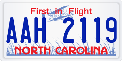 NC license plate AAH2119