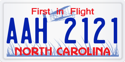 NC license plate AAH2121