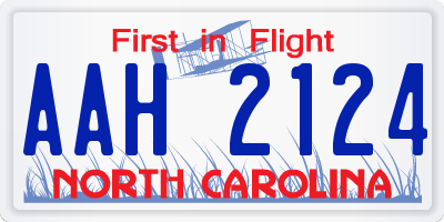 NC license plate AAH2124