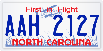 NC license plate AAH2127