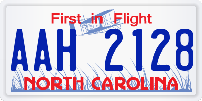 NC license plate AAH2128