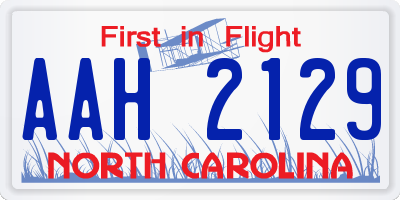 NC license plate AAH2129