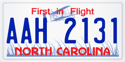 NC license plate AAH2131