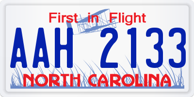 NC license plate AAH2133