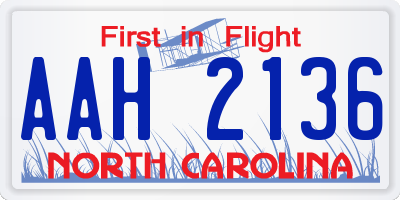 NC license plate AAH2136