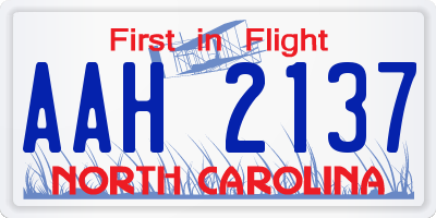 NC license plate AAH2137