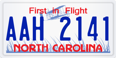 NC license plate AAH2141
