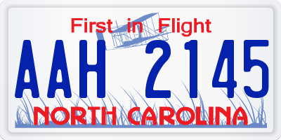 NC license plate AAH2145