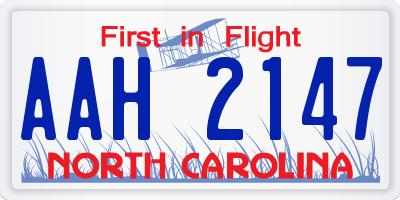NC license plate AAH2147