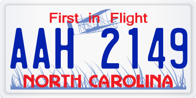 NC license plate AAH2149