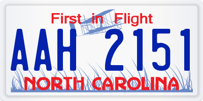 NC license plate AAH2151