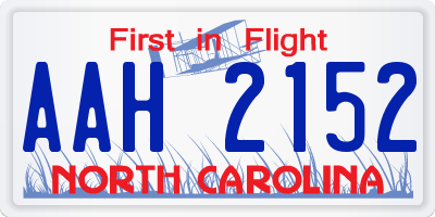 NC license plate AAH2152