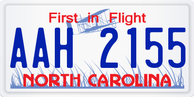 NC license plate AAH2155